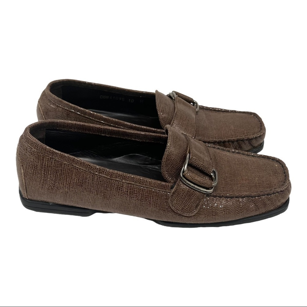 Stuart Weitzman Brown Leather Buckle Casual Comfort Career FlatsLoafers Women 10 - Picture 16 of 16